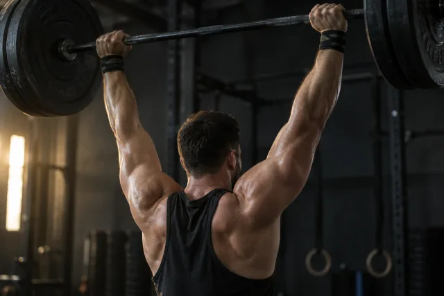 Close view of shoulder loading during training